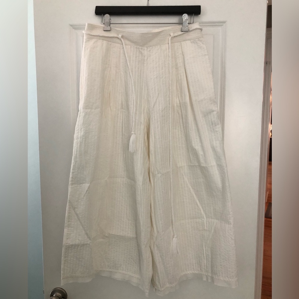 Ulla Johnson Wide Leg Off White Pants with Drawstring